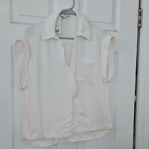 Nine West Cream Blouse with Cap Sleeves